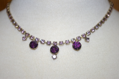 +MBA #23-305  Vintage Purple & Lavender Rhinestone Chocker