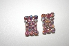+MBA #23-311  Vintage Square Pink AB Crystal Clip Ons