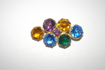 +MBA #23-317  Vintage Multi  Colored Glass Pin