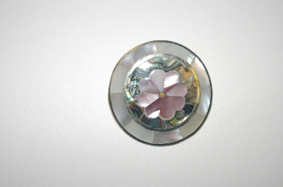+MBA #23-322  Vintage Sterling Mother Of Pearl & Shell In Lay Pin