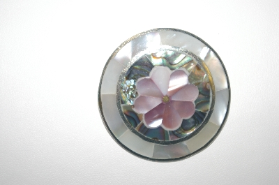 +MBA #23-322  Vintage Sterling Mother Of Pearl & Shell In Lay Pin