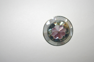 +MBA #23-322  Vintage Sterling Mother Of Pearl & Shell In Lay Pin