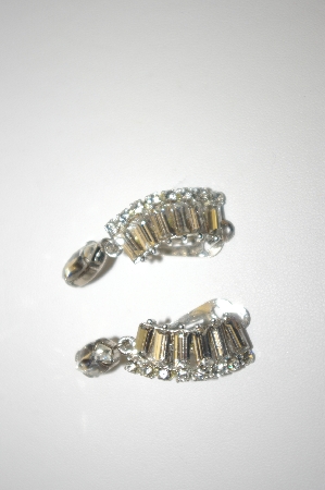 +MBA #23-349  Vintage Fancy Clear Rhinestone Clip Ons
