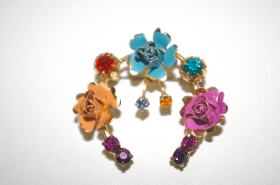 +MBA #23355  Made In Austria Hand Painted Flower Pin
