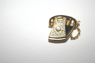 +MBA #23-363  Designer Stamped Gold Plated Phone Pin