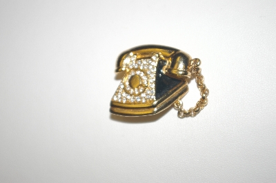 +MBA #23-363  Designer Stamped Gold Plated Phone Pin