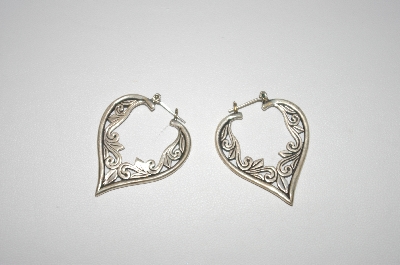 +MBA #23-562  Fancy Sterling Carved Heart Earrings