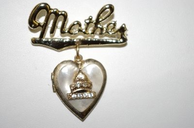 +MBA #25-519  Vintage Mother Heart Locket Pin