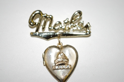 +MBA #25-519  Vintage Mother Heart Locket Pin