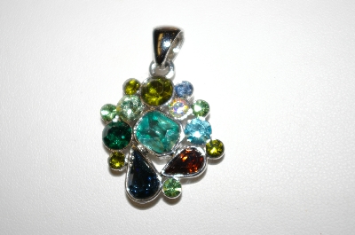 +MBA #25-521  Silver Plated Multi Colored Rhinestone Pendant