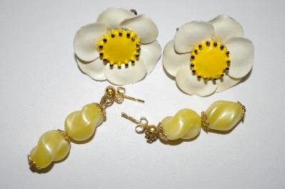 +MBA #25-269  2 Pairs Yellow Vintage Earrings