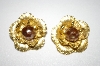 +MBA #25-451  Vintage Gold Plated Faux Pearl Clip Back Earrings