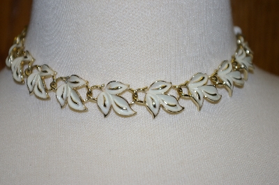 +MBA #25-484  Coro Gold Tone Hand Enameled Leaf Necklace