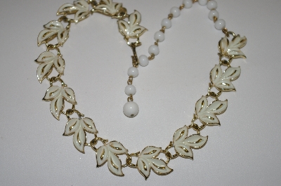 +MBA #25-484  Coro Gold Tone Hand Enameled Leaf Necklace