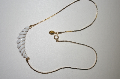 +MBA #S4-330  Avon Gold Tone White Acrylic Necklace