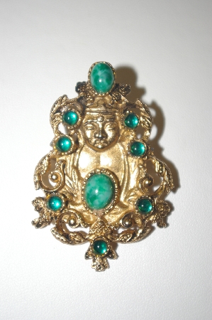 **Vintage Asian Look Gold Plated Pin