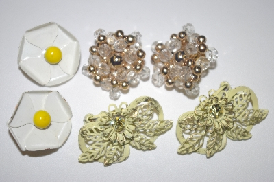 +MBA #S4-131  "Lot Of (3) Pairs Vintage Clip On Earrings