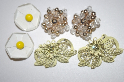 +MBA #S4-131  "Lot Of (3) Pairs Vintage Clip On Earrings