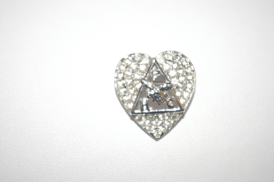 +MBA #S4-005  ORA Vintage H.F.C. Crystal Heart Pin