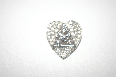 +MBA #S4-005  ORA Vintage H.F.C. Crystal Heart Pin