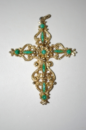 +MBA #25-344  Vintage Gold Plated Cross Pendant