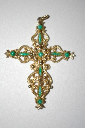+MBA #25-344  Vintage Gold Plated Cross Pendant