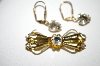 +MBA #25-334  Vintage Gold Plated Pin & Earring Set
