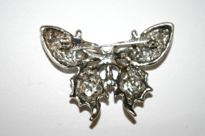 **Silver Tone Blue Crystal Butterfly Pin