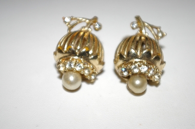 +MBA #25-384  Vintage Gold Plated Screw Back Earrings
