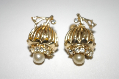 +MBA #25-384  Vintage Gold Plated Screw Back Earrings