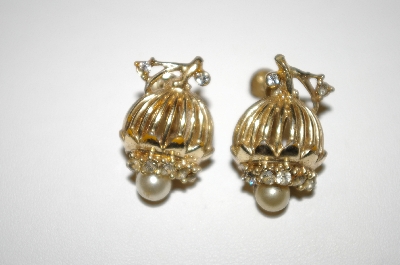 +MBA #25-384  Vintage Gold Plated Screw Back Earrings