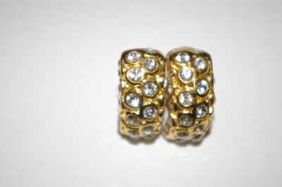 +MBA #25-339  Gold Plated Clear Crystal Clip On Earrings