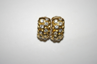 +MBA #25-339  Gold Plated Clear Crystal Clip On Earrings