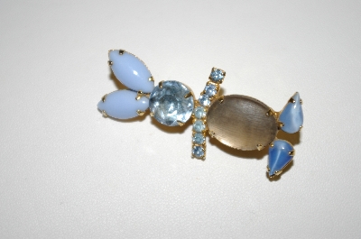 +MBA #25-353  Blue Glass Vintage Bunny Pin