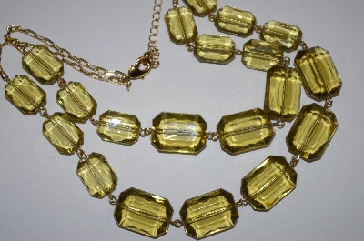 +MBA #25-328  "Gold Tone 2 Strand Green Acrylic Necklace