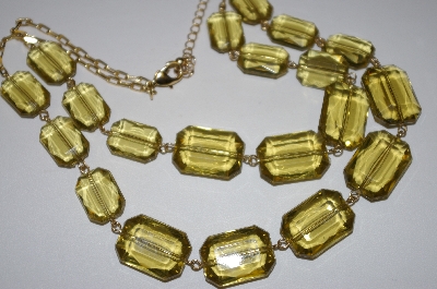 +MBA #25-328  "Gold Tone 2 Strand Green Acrylic Necklace