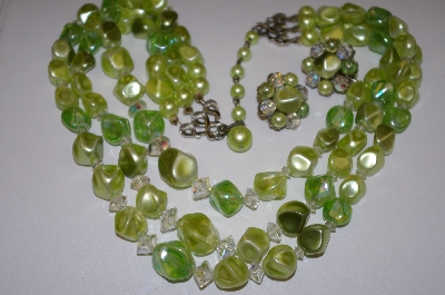 +MBA #25-369  Coro Green Acrylic Earrings & Necklace Set