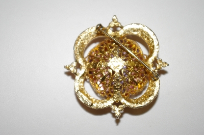+MBA #25-822  Corocraft Gold Plated Lavender Glass & Rhinestone Pin