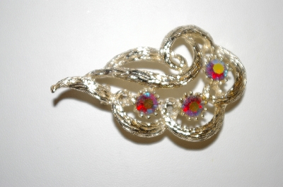 +MBA #25-777   Gold Tone Ab Crystal Pin