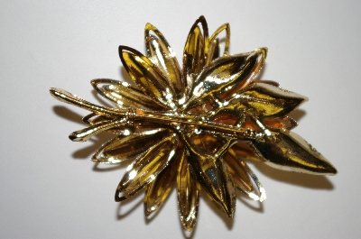 +MBA #25-775  Vintage Large Gold Plated Flower Brooch