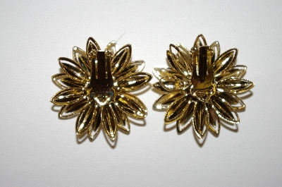 +MBA #25-802  Vintage Gold Plated Flower Clip Ons