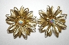 +MBA #25-802  Vintage Gold Plated Flower Clip Ons
