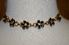 +MBA #25-730  "Vintage Black Enamel & Rhinestone Flower Chocker & Bracelet Set