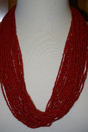 +MBA #25-683  "Vintage 28 Strand Red Bead Necklace