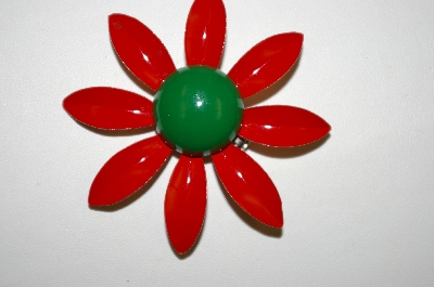 +MBA #25-689  Vintage Red Enamel Flower Pin