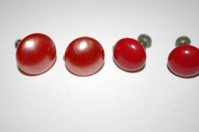 +MBA #25-698  2 Pairs Vintage Red Glass Screw Back Earrings