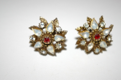 +MBA #25-707  Vintage Gold Plated Screw Back Earrings