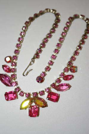+MBA #25-818  Vintage Pink Rhinestone 15" Chocker 