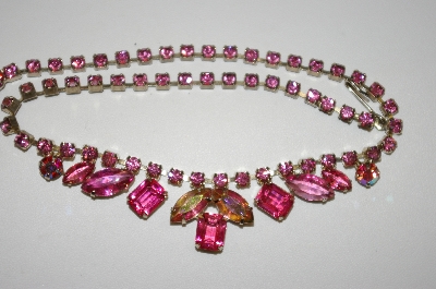+MBA #25-818  Vintage Pink Rhinestone 15" Chocker 