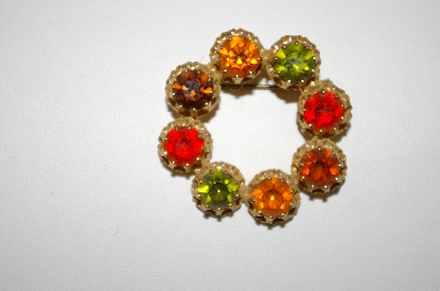 +MBA #25-646  Vintage Made In Austria Multi Colored Austrian Crystal Pin